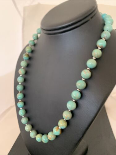 Native American Navajo Pearls Royston Turquoise Necklace | Sterling Silver | 20" | 1379