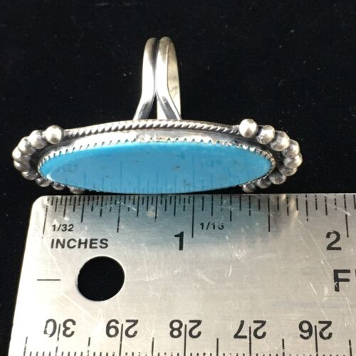 Native American Men's Navajo Blue Turquoise Ring | Sterling Silver | Sz 9.5 | 10080
