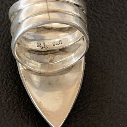 Navajo Red Spiny Oyster Opal Inlay Ring | Sterling Silver | Sz 6 | Authentic Native American Handmade | 12842