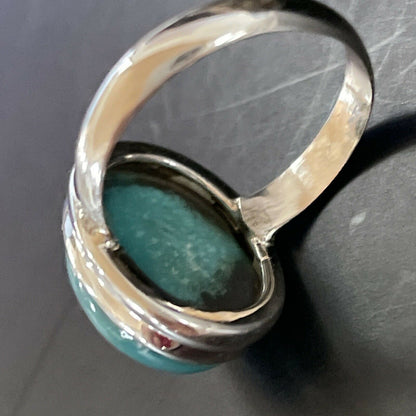 Navajo Spiderweb Blue Turquoise Ring | Sterling Silver | Sz 6.5 | Authentic Native American Handmade | 11447
