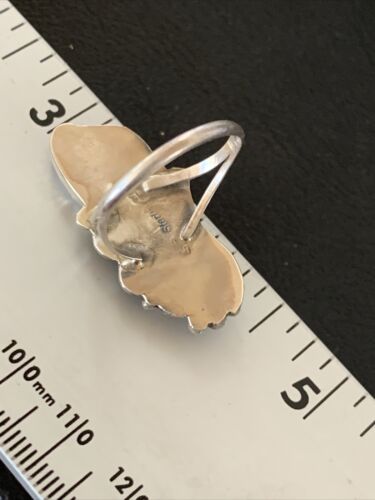 Navajo White Buffalo Turquoise Ring | Sterling Silver | Sz 7 | Authentic Native American Handmade | 12184 - Masha USA