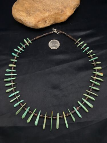 Southwestern Green Turquoise Bone Bead Necklace | Sterling Silver | 20" | 3013 - Masha USA