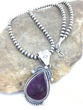 Navajo Purple Spiny Oyster Pendant with Pearls | Sterling Silver Necklace | Authentic Native American Handmade | 4874