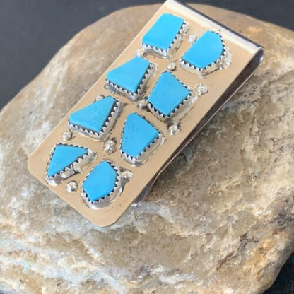 Navajo Handmade Turquoise Money Clip | Sterling Silver | Authentic Native American | 11594