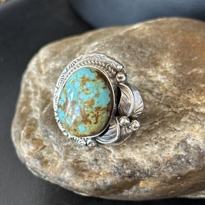 Navajo Blue Turquoise #8 Rings | Sterling Silver | Sz 10 | Authentic Native American Handmade | 14290