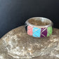 Multi-Color Blue Turquoise Gaspeite Inlay Ring | Sterling Silver | Sz 9 | 14501