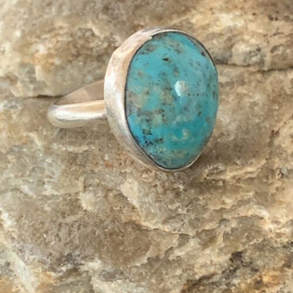 Navajo Blue Kingman Turquoise Ring | Sterling Silver | Sz 5 | Authentic Native American Handmade | 10215
