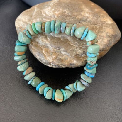 Men's Women's Stretch Bracelet | Blue Green Turquoise Stone | 7" | 11827