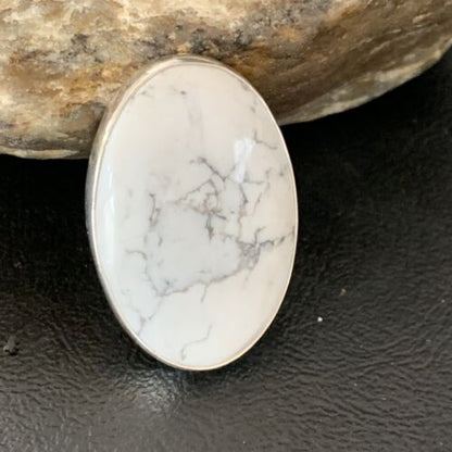 Adjustable Women's Navajo White Howlite Ring | Sterling Silver | Sz 8 | 11723