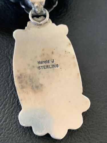 Men's Navajo Spiderweb Kingman Turquoise Pendant Necklace | Sterling Silver | Native American Handmade | 01975