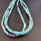 Navajo Blue Turquoise Jasper Bead Necklace | 3-Strand Sterling Silver | 24" | Authentic Native American Handmade | 12512