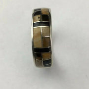 Navajo Black Onyx Jasper & Tiger's Eye Inlay Ring | Sterling Silver | Sz 12.5 | 1702