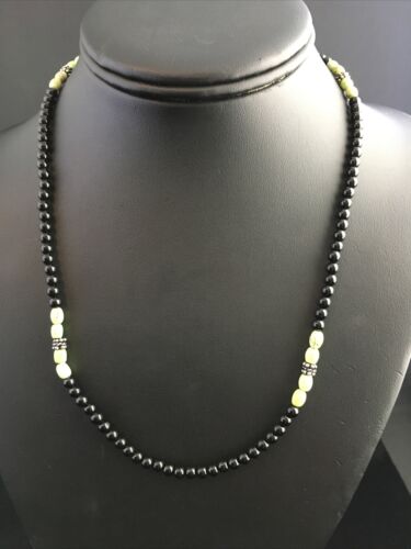 Native American Design Black Onyx Men's Necklace | Sterling Silver | 18" | 10014