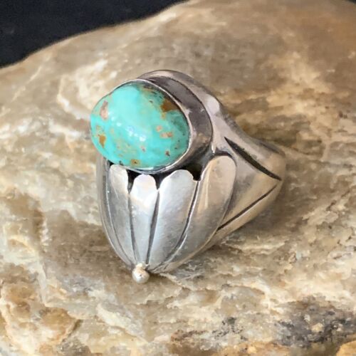 Native American Men's Navajo Green Royston Turquoise Ring | Sterling Silver | Sz 11 | 13857