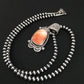 Navajo Orange Spiny Oyster Pendant Necklace | Sterling Silver | Authentic Native American Handmade | 4907
