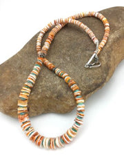 Navajo Spiny Oyster Graduated Necklace | Sterling Silver | Authentic Native American | 21" | 4771