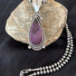 Navajo Purple Sugilite Pendant with Pearls | Sterling Silver Necklace | Authentic Native American Handmade | 4928