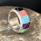 Multi-Color Blue Turquoise Gaspeite Inlay Ring | Sterling Silver | Sz 9 | 14501