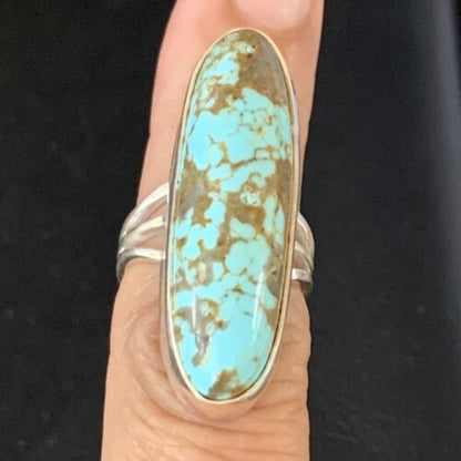 Native American Blue #8 Turquoise Navajo Ring | Sterling Silver | Sz 5.5 | 14016