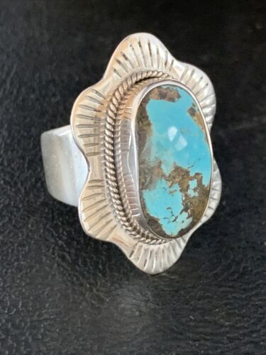 Southwestern Navajo Blue Kingman Turquoise Ring | Sterling Silver | Sz 6 | 13784