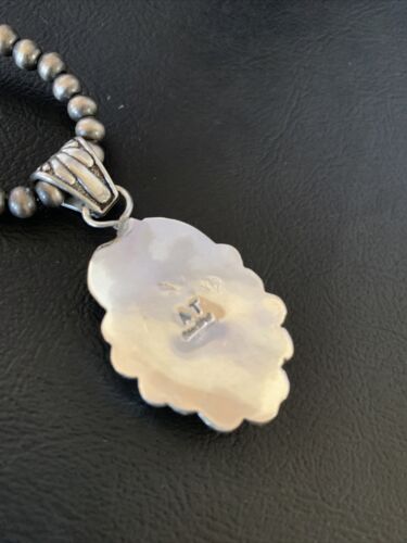 Native American Men's Navajo Pearls Necklace | Sterling Silver Black Onyx Pendant | 13096 - Masha USA