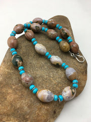 Native American Sterling Silver Blue Turquoise Agate Necklace | Authentic Handmade | 19" | 4499