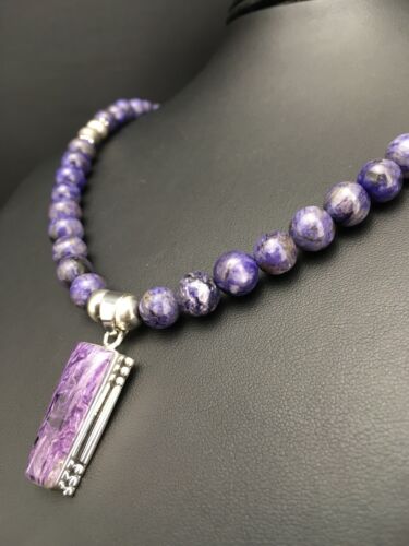 Navajo Charoite Pendant with Pearls | Sterling Silver Necklace | 21" | Authentic Native American Handmade | 4877