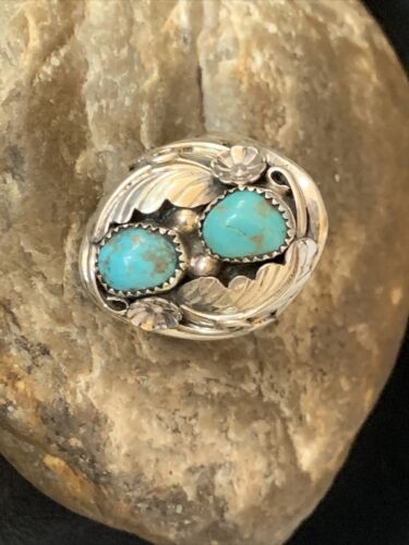 Navajo Kingman Turquoise Multi-Stone Ring | Authentic Native American Sterling Silver | Sz 11 | 14177