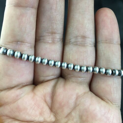 Navajo Pearls 4mm Beads | 8" Stretch Sterling Silver Bracelet | Authentic Native American