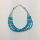 Blue Turquoise Heishi Liquid Silver Bracelet | Sterling Silver | 7" | 5-Strand | 13596