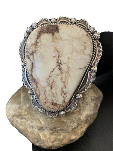 Native American Men's Wild Horse Turquoise Cuff Bracelet | Navajo Sterling Silver | 1416
