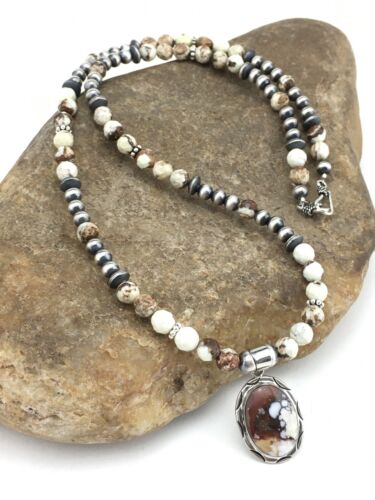 Navajo Wild Horse Turquoise Necklace Pendant | Sterling Silver | 20" | Authentic Native American Handmade | 12107