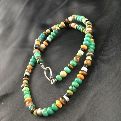 Navajo Orange Spiny Oyster Multi-Color Necklace | 18" | Authentic Native American Handmade | 10154