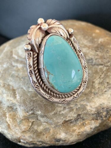 Native American Men's Navajo Blue Royston Turquoise Ring | Sterling Silver | Sz 9 | 674
