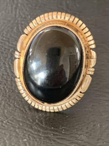 Native American Old Pawn Navajo Black Onyx Ring | Handmade Sterling Silver | Sz 7 | 11948
