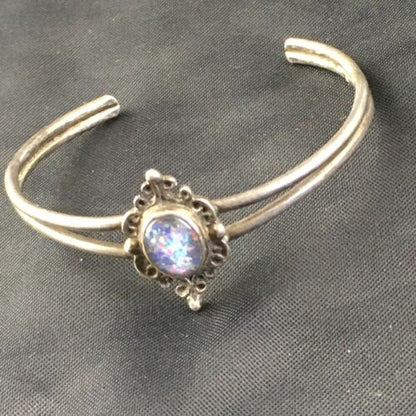 Navajo Pink Opal Cuff Bracelet | Sterling Silver | Authentic Native American Handmade | 10268
