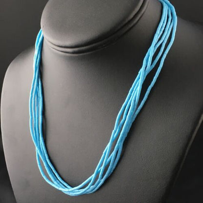 Southwestern Blue Turquoise Heishi 5-Strand Necklace | Sterling Silver | 17" | 10264
