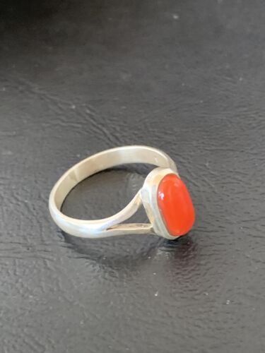 Native American Women's Navajo Red Coral Ring | Sterling Silver | Sz 9 | 10372