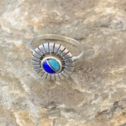 Native American Women's Navajo Blue Turquoise Lapis Inlay Ring | Sz 7 | 11197