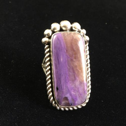 Native American Navajo Purple Charoite Ring | Sterling Silver | Sz 8.5 | 10105