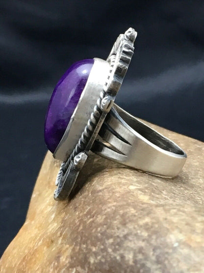 Native American Sugilite Navajo Ring | Sterling Silver | Sz 7.5 | 4189