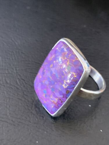 Adjustable Navajo Purple Mojave Turquoise Ring | Sterling Silver | Sz 9 | 11603