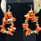 Navajo Orange Coral Turquoise Earrings Set | Sterling Silver | Authentic Native American Handmade | 1784