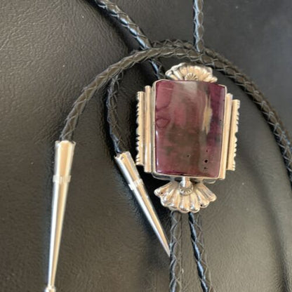Southwestern Men's Bolo Tie | Purple Spiny Oyster | Sterling Silver | Navajo | 12964