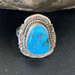 Navajo Blue Kingman Turquoise Ring | Sterling Silver | Sz 9 | Authentic Native American Handmade | 12952