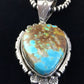 Navajo Kingman Blue Turquoise Pendant Necklace | Sterling Silver Pearls | Authentic Native American Handmade | 10093