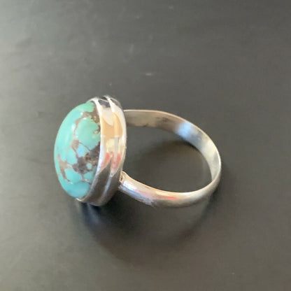 Navajo Spiderweb Blue Turquoise Ring | Sterling Silver | Sz 6 | Authentic Native American Handmade | 11426