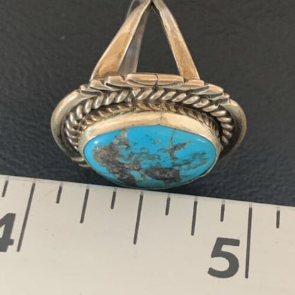 Navajo Blue Kingman Turquoise Ring | Sterling Silver | Sz 8 | Authentic Native American Handmade | 11921