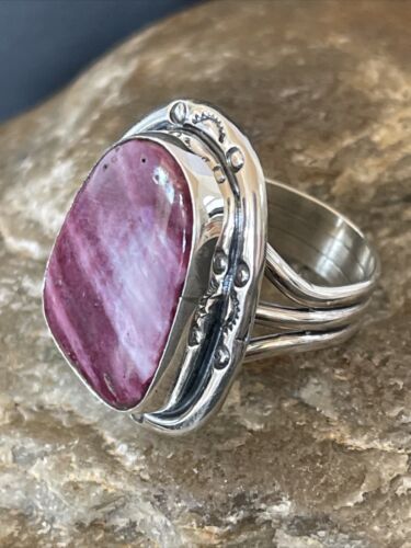 Navajo Turquoise Purple Spiny Oyster Ring | Sterling Silver | Sz 9 | Authentic Native American Handmade | 10296