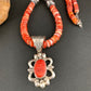 Navajo Red Spiny Oyster Pendant Necklace | Sterling Silver | Authentic Native American Handmade | 4783